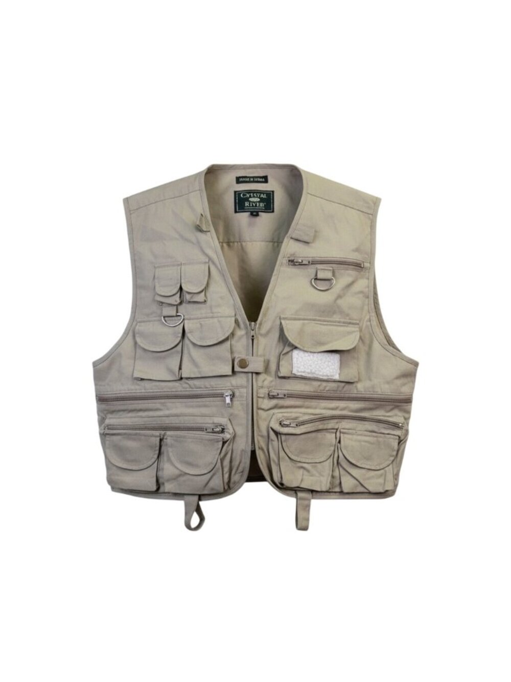 Crystal River Mens Beige Utility Fishing Vest Multi-Pocket Durable Design Sz M